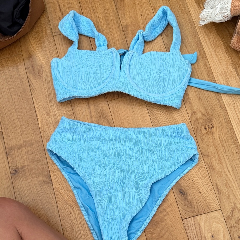 Light Blue Textured Bikini Set